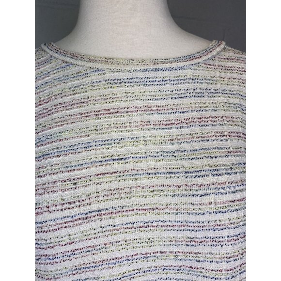 Ann Taylor Loft Rainbow Tweed Dress Medium Short Balloon Half Sleeve Pockets - Picture 2 of 11